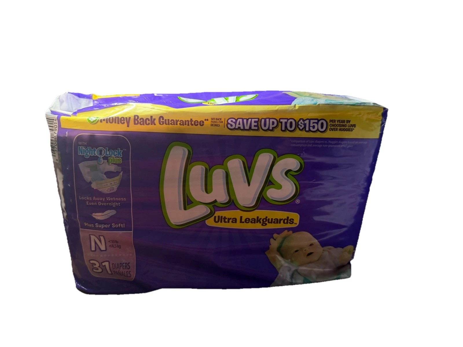 Vintage Luvs Ultra Leakguards -Size N NEWBORN 31 Count 2016 COLLECTIBLE Faded