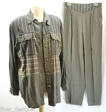 SAINT GERMAIN PARIS 3 PIECE SET Suit black beige NEW JACKET PANTS TOP SIZE S M