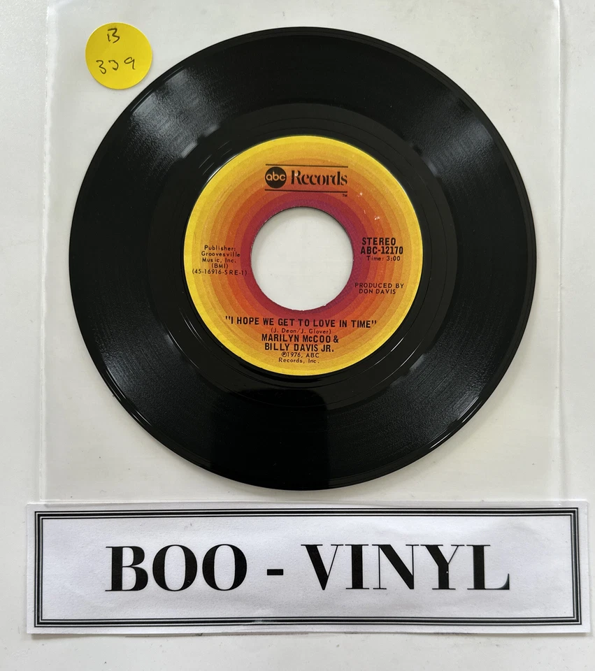 Marilyn McCoo & Billy Davis Jr, I Hope We Get To Love In Time ~ 1976 ABC 7” EX - Image 3 of 4