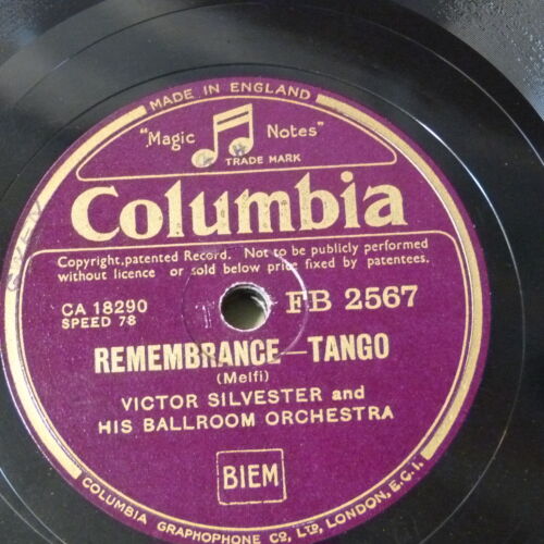 78rpm VICTOR SYLVESTER remembrance tango / a media luz , tango - Foto 1 di 1