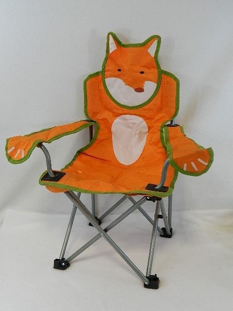 Childs Folding Lawn Chair with Orange Fox Theme and Safety Leg