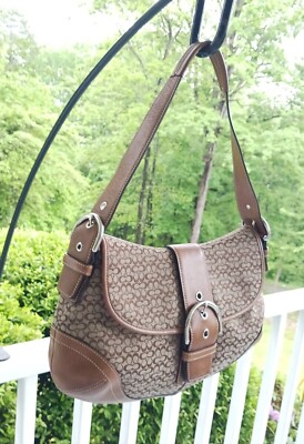 【人気】COACH コーチ ショルダーバッグ ソーホー 6808 SOHO Coach 6808 Vintage Soho Tan Leather and Signature C Canvas