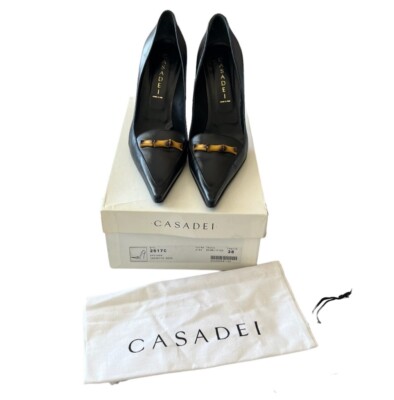 CASADEI Womens Pellame Capretto Nero Black Bamboo Blade High Heel Size 8