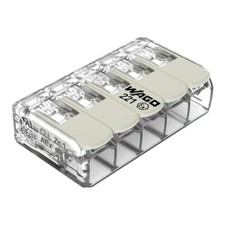 221 Series 5-Conductor Lever-Nuts 20-10 AWG Transparent Box of 15 Connectors