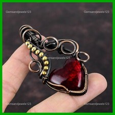 Womens day Sale Copper Natural Red Fire Labradorite Wire Wrapped Pendant Jewelry