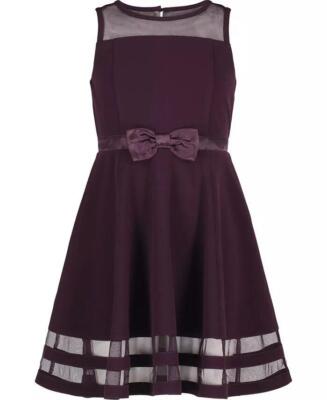 CALVIN KLEIN Girl's 12 Dark Purple Fit & Flare Illusion Sleeveless Dress  NWT $80 | eBay