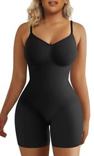 NEW ShaperX sz L/XL Shapewear Mid thigh Medium Support Bodysuit Short black bb7