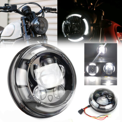 For Ducati Scrambler Sixty2 Full Throttle Round LED Headlight DRL 2016 2017 2018