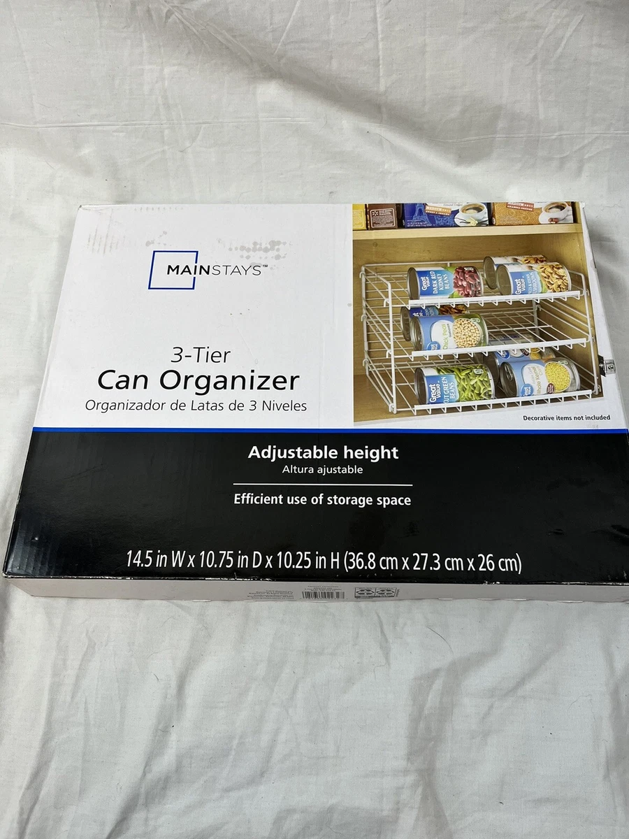 Mainstays 3 Tier Can Dispenser Rack Organizer Powder Coated Steel White