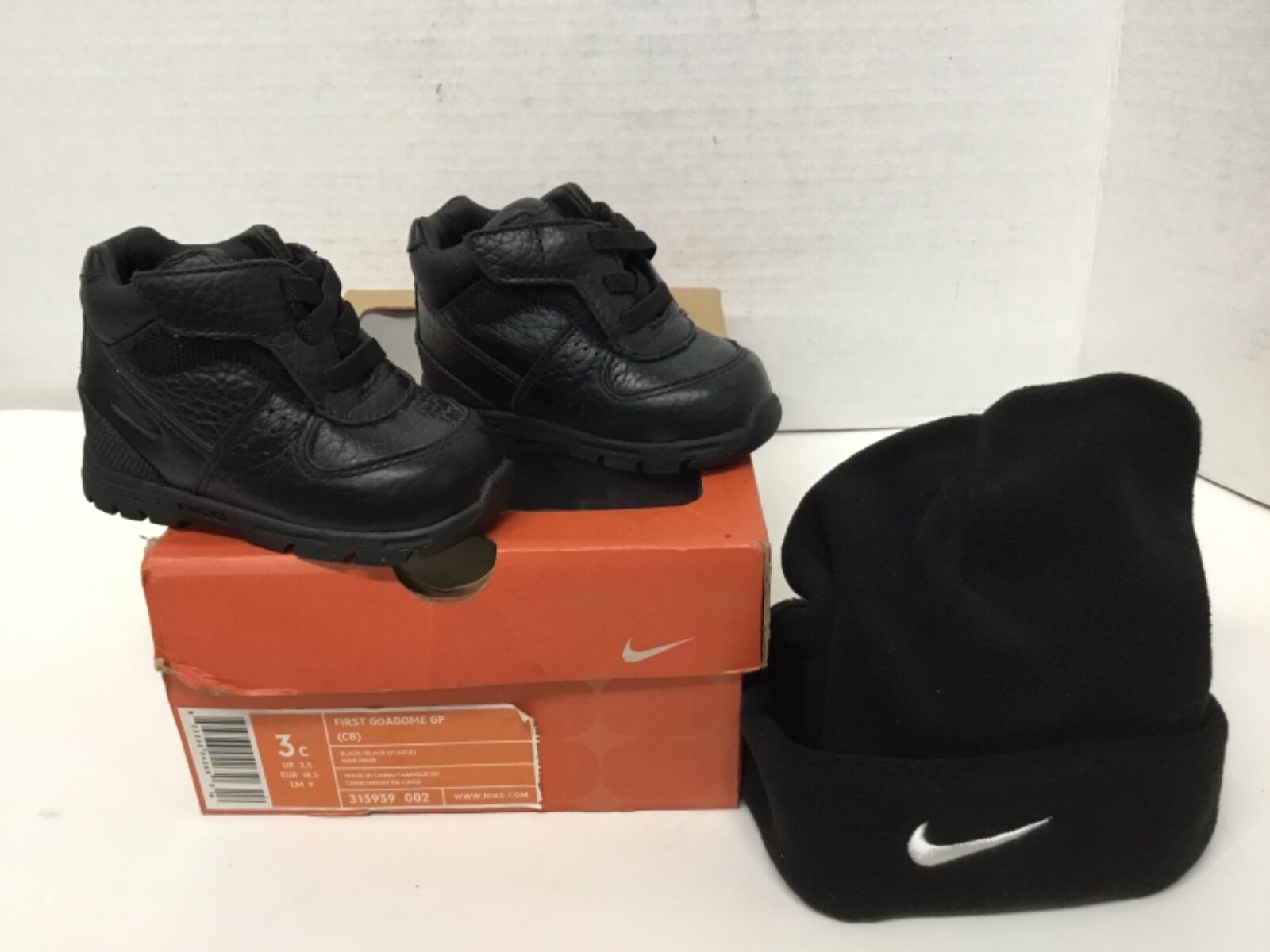 PONY Nike First Goadome GP (Crib) set scarpa cappello bambino #313939 002 taglia 3c nero 2006