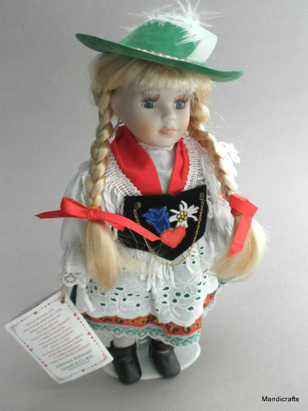 Edeltraut Hofmann Doll Porcelain 10in Germany Ethnic Dress Hang