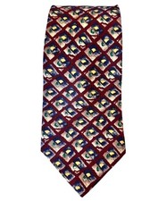 PATTINNI Tie Necktie 100% Silk Italy Extra Long Maroon Gold Made In USA 63"L 4"W