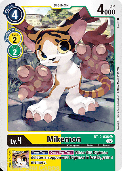 BT12-036 Mikemon :: Common Digimon Card :: BT12: Across Time ::