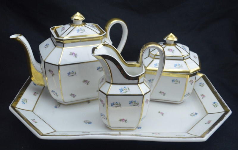 D.G & C AVENIR Limoges France Tea set Cream & Covered Sugar with Serving Platter