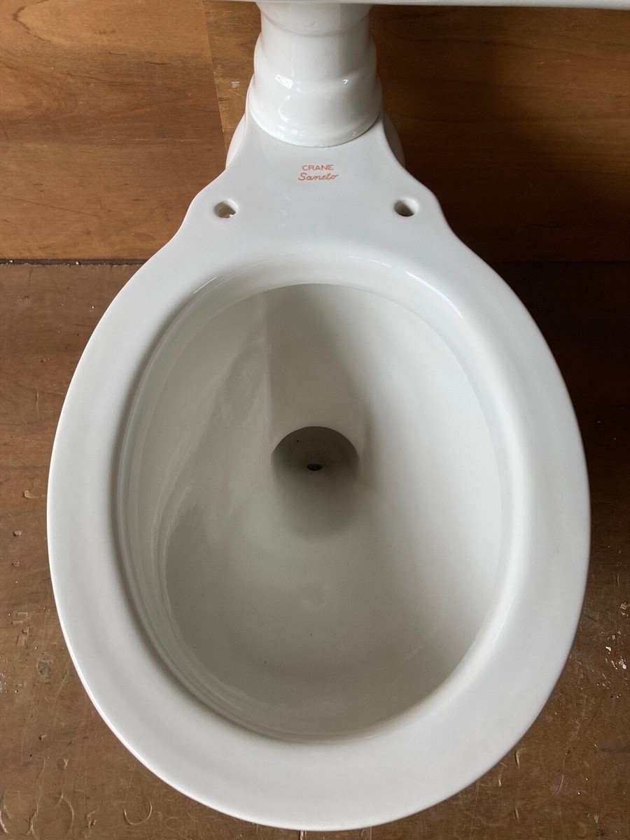 Antique Ceramic White Toilet Round Bowl Wall Tank Lid Crane Old
