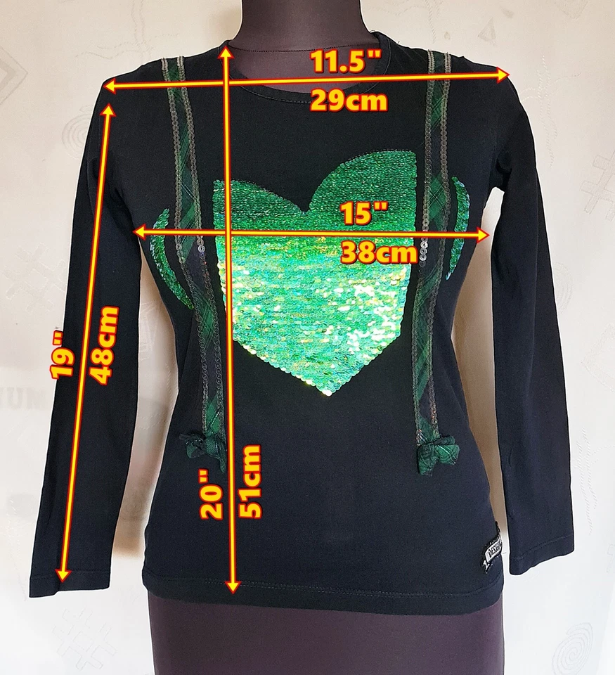 AUTHENTIC DESIGUAL POP ART LOGO BLACK GREEN GIRL TOP BLOUSE-SIZE:US9-10/EU140 - Image 2 of 4