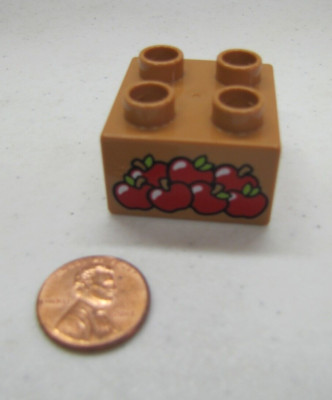 Lego Duplo RED APPLES FOOD CRATE Specialty Printed Block for Store or House