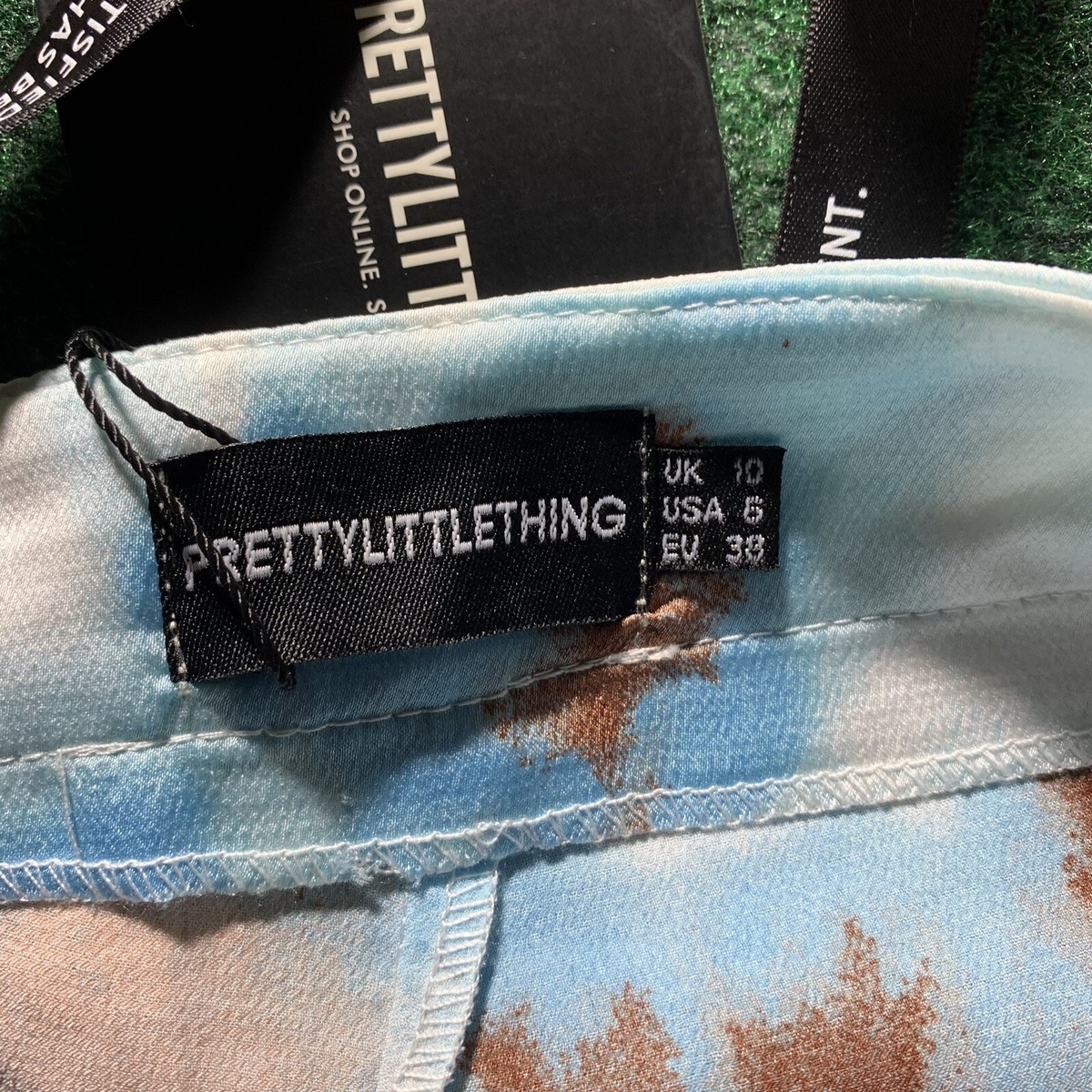 PrettyLittleThing Pants Women sz blue Tie Dye Jersey Wide Leg