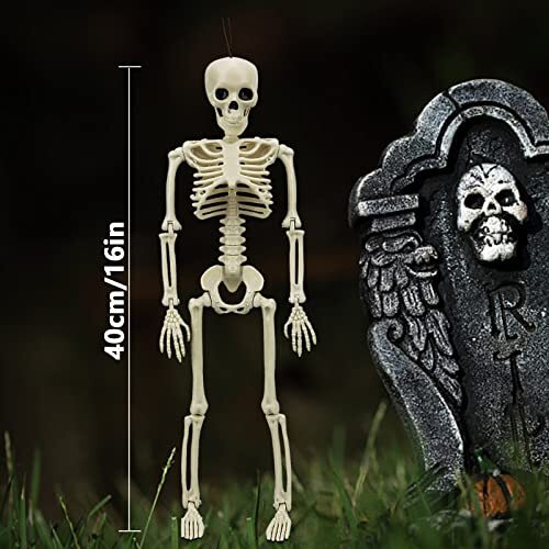 MEMOVAN 16" Halloween Skeleton 2pcs Full Body Posable Halloween Skeletons with - Bild 3 von 8