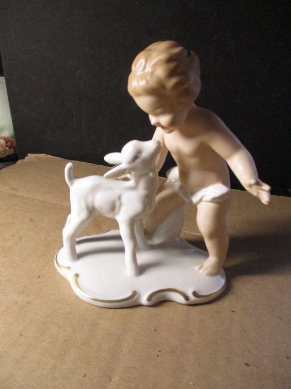 Wallendorf Porcelain Figurine Boy with Goat   Made in Germany  K82 LK