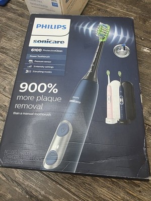 Philips Sonicare 6100 ProtectiveClean Power Toothbrush (2 Pack), Navy/Pink