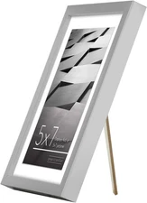 5x7 Picture Frame 6x4 with Mat Silver Shatter-Resistant Glass Wall Tabletop