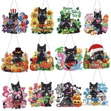 12 Pcs Seasonal Diamond Art Wreath Kits - 5D DIY Holiday Wall Door Decor