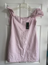 Wild Fable Light Pink Puff  Bow Sleeve Mini Dress   Size L, NWT