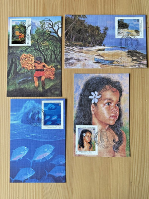 Ansichtskarten * Künstler Maler in Polynesien Erster Tag * 4er Set * 1994
