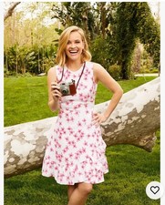 Draper James Pink Floral Linen Dress 10