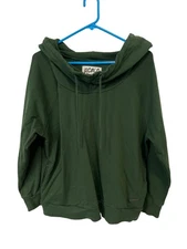 Peace Love World Alina French Terry Cowl Neck Sweatshirt Size Large Hunter Green