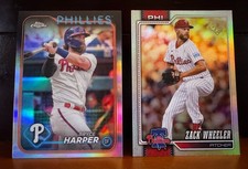 2024 ToppsChrome #62 Refractor Bryce Harper + '26 #261 Rainbow Foil Zach Wheeler
