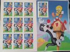 Scott#: 3204 Sylvester & Tweety Bird Pane of 10x32¢ 1998 Stamps - Lot 17