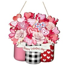 Valentine  s Day Welcome Sign Wood Valentine Red Heart Hanging Heart Style