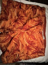 Caribbean Joe Men's XL Orange Red Floral Swim Trunks Mesh Lining Back Pocket