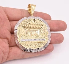 3" HUGE Apostles Last Supper Pendant Diamond Cut Real 10K Yellow White Gold