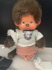 Vintage Sekiguchi 8" Monchhichi Plush Monkey  Pacifier  2 Sets of Clothes 1974