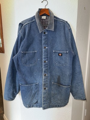 Vintage 90s Dickies Denim Coat Blanket Lined Chore Jacket Barn XL