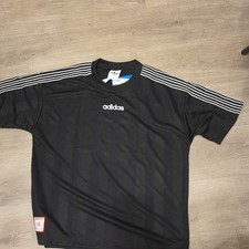 Vintage 80s 90s Original Adidas Black White Blank Striped Soccer Jersey JX3068