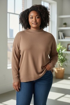 NWOT Single Thread Beige Mock Neck Oversized Sweater - 2XL