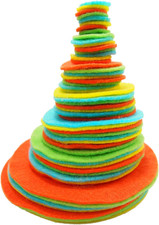 Light Green, Turquoise, Orange Yellow Craft Felt Circles Mixed Size Pack - 56