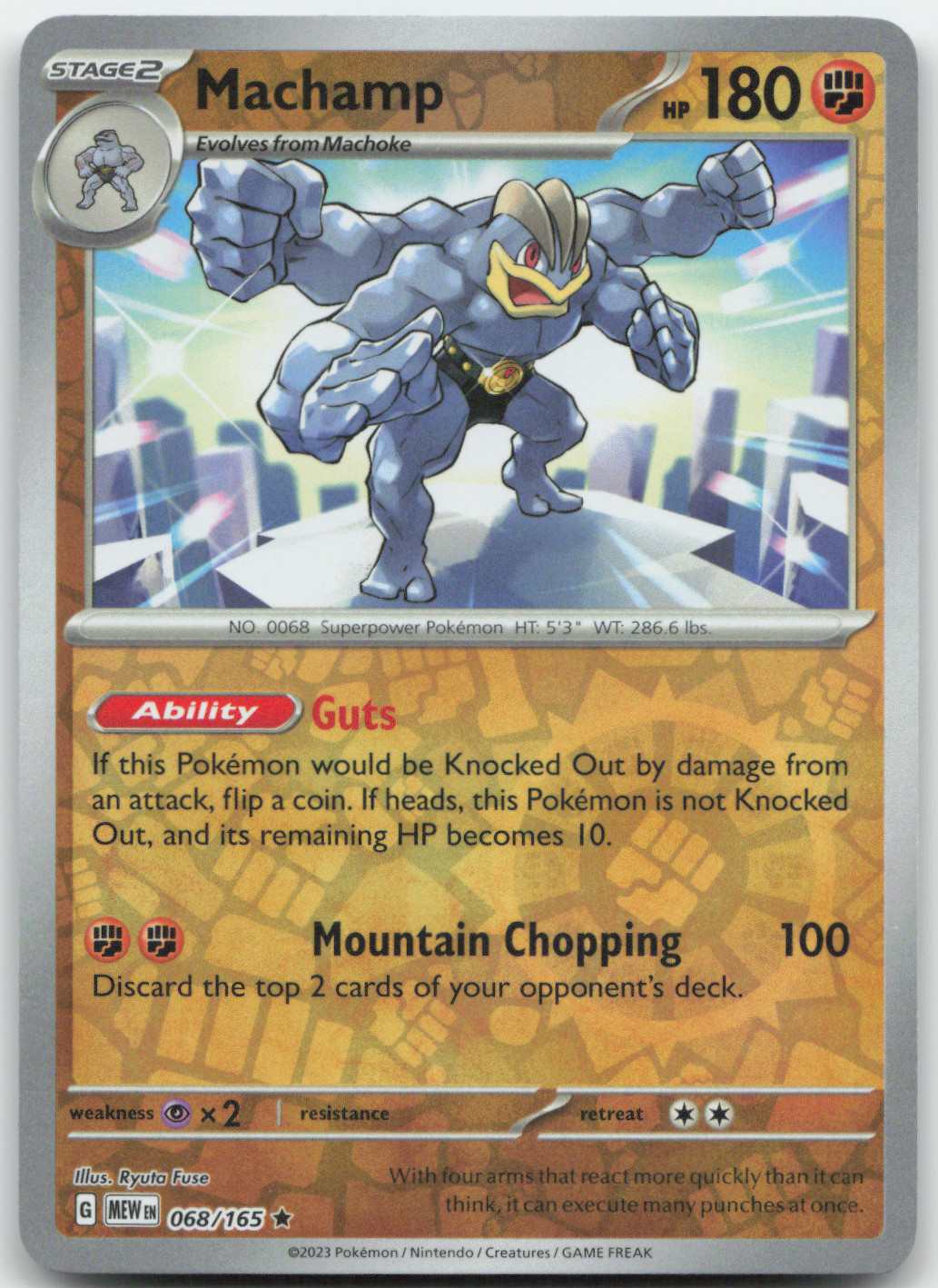 Machamp 068/165 Reverse Holo MEWen 151 English Pokemon Card - NM