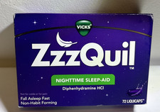 Vicks ZzzQuil Nighttime Sleep Aid LiquiCaps Diphenhydramine HCI 25mg 72 Ct 01/27