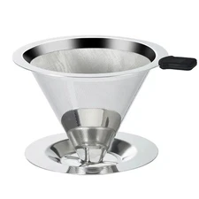 Pour Over Coffee Dripper Slow Drip Paperless Coffee Filter Double Mesh Stainless