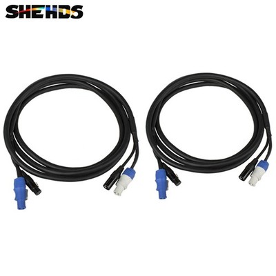 2Pcs SHEHDS DMX Cables 3 Meters 3 pin Power and Signal Cable For Stage Lighting