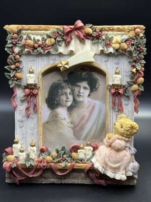 NWOB Vintage 1993 Teddy & Me WBI Christmas Bear Photo Frame Victorian Hearth 3D