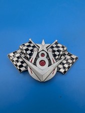V8 Checkered Flags Horseshoe Metal Belt Buckle Pewter