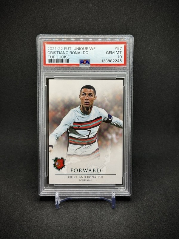 Cristiano Ronaldo 2021 Futera Unique WF Turquoise /85 SSP PSA 10 Portugal