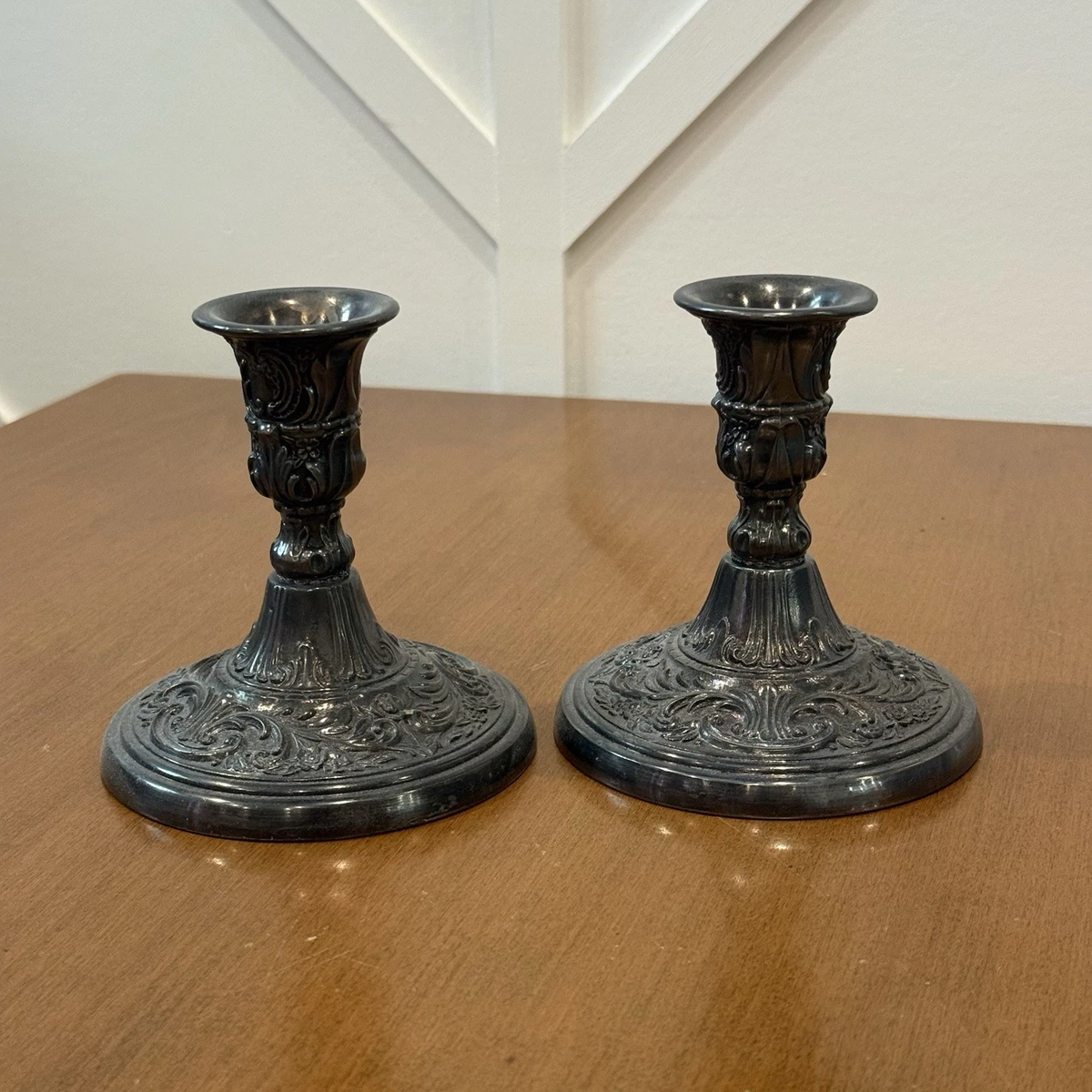 Wm. Rogers & Son Antique US Silver-Plated Candlesticks