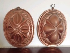 Antico Stampo per dolci Budino in Rame Coppia XIX sec 19x15 cm